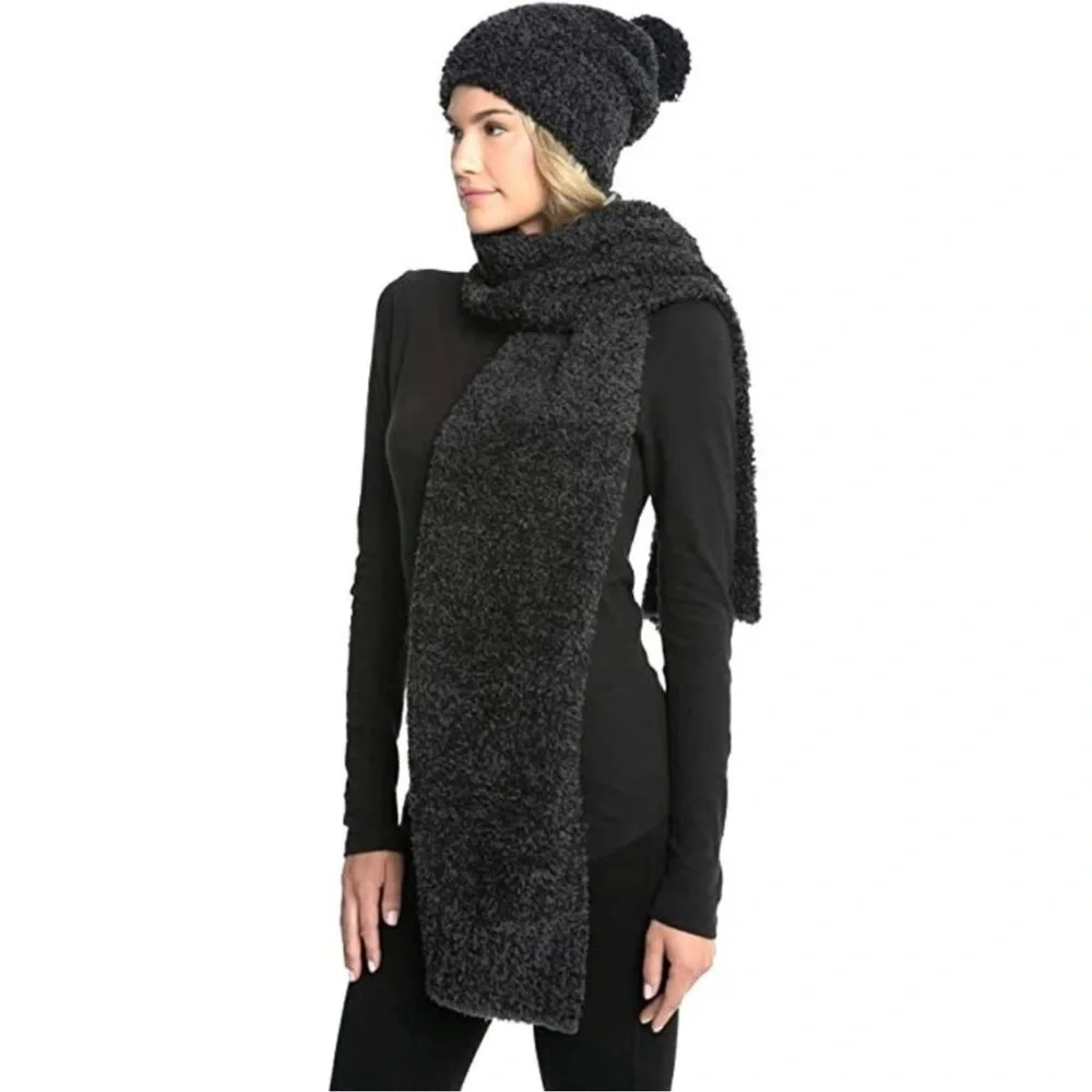 NWT Barefoot Dreams Espresso Cocoa Cozy Chic Scarf & Hat‎ Set Stocking Stuffer